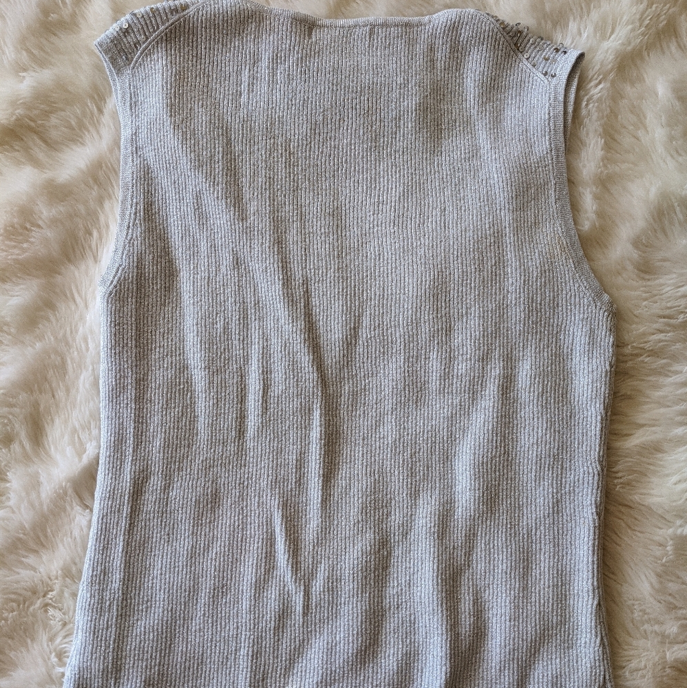 Silver & Sequin Ribbed Top - Picture 2 of 5